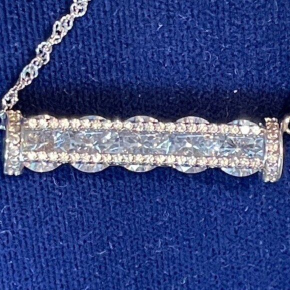 STERLING SILVER & CUBIC ZIRCONIA DESIGNER NECKLACE Fuzion Creations NEW 85 Gems - Picture 3 of 16